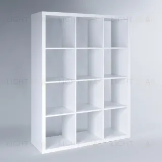 Стеллаж Фора 12, широкий стеллаж с открытыми ячейками, тамбурат, цвет белый S00043