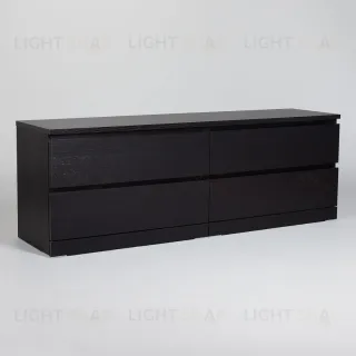 Комод Варма 4Д низкий с четырьмя выдвижными ящиками, цвет ясень черный S00272