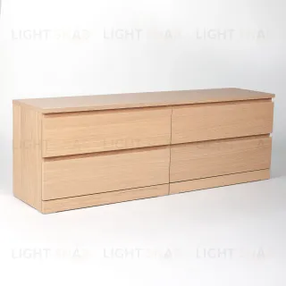 Комод Варма 4Д низкий с четырьмя выдвижными ящиками, цвет дуб белёный S00289