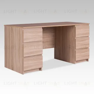 Стол КАСТОР письменный двухтумбовый с шестью ящиками, цвет Дуб Сонома 2.03.06.040.3
