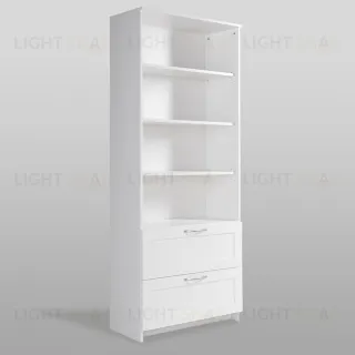 Стеллаж СИРИУС широкий, с двумя ящиками и четырьмя полками, цвет белый 2.02.07.110.1