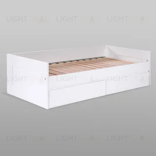 Кровать двухспальная СИРИУС раздвижная с ящиками для хранения, с ортопедическим основанием 90/180х200 белого цвета 2.02.08.450.1