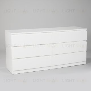 Комод МАЛЬТА длинный с шестью выдвижными ящиками, цвет белый 2.05.02.060.1