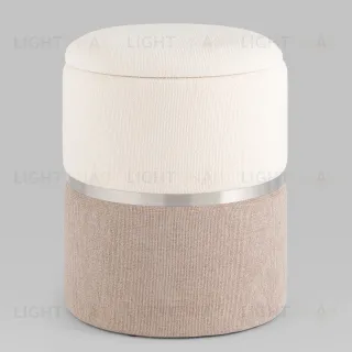 Пуф Кэрри с ящиком серебро шенилл серо-бежевый УТ000036808