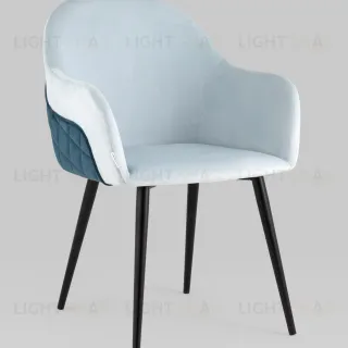 Стул Новел велюр светло-голубой с синей спинкой УТ000035945