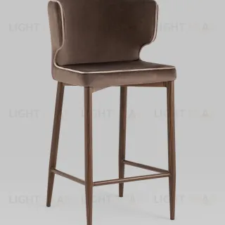 Стул полубарный Матео с кантом велюр коричневый ножки дерево УТ000035018