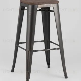 Стул барный TOLIX WOOD черный патина золото УТ000000552