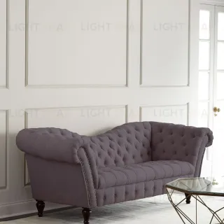 Синий трёхместный диван "Рекамье" S1027 navy linen