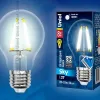 Лампа светодиодная филаментная (UL-00001371) Uniel E14 6W 4000K прозрачная LED-G45-6W/NW/E14/CL PLS02WH LED-G45-6W/NW/E14/CL PLS02WH картон - 2
