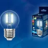 Лампа светодиодная филаментная (UL-00000302) Uniel Е27 6W 3000K матовая LED-G45-6W/WW/E27/FR PLS02WH LED-G45-6W/WW/E27/FR PLS02WH картон - 2