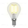 Лампа светодиодная филаментная (UL-00002201) Uniel E14 6W 3000K прозрачная LED-G45-6W/WW/E14/CL GLA01TR LED-G45-6W/WW/E14/CL GLA01TR картон - 1