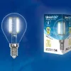 Лампа светодиодная филаментная (UL-00002207) Uniel E14 6W 4000K прозрачная LED-G45-6W/NW/E14/CL GLA01TR LED-G45-6W/NW/E14/CL GLA01TR картон - 2