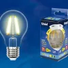 Лампа светодиодная филаментная Uniel E27 5W 3000K прозрачная LED-G45-5W/WW/E27/CL/MB GLM10TR LED-G45-5W/WW/E27/CL/MB GLM10TR картон - 2