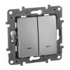 Переключатель двухклавишный Legrand Etika с подсветкой 10A 250V алюминий 672416 672416 - 1