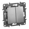 Выключатель двухклавишный Legrand Etika 10A 250V алюминий 672402 672402 - 1