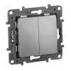 Переключатель двухклавишный Legrand Etika 10A 250V алюминий 672412 672412 - 1