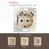Розетка с заземлением, шторками + USB Arte Milano 203.47-1.shampan 203.47-1.shampan - 1