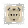 Розетка с заземлением, шторками + 2 USB Arte Milano 206.47-1.shampan 206.47-1.shampan - 4