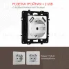 Розетка с заземлением, шторками + 2 USB Arte Milano 217.47-1.silver 217.47-1.silver - 1