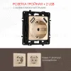 Розетка с заземлением, шторками + 2 USB Arte Milano 217.47-1.shampan 217.47-1.shampan - 1
