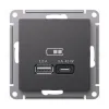 Розетка USB A + тип-C 45Вт высокоскор.заряд. QC, PD Systeme Electric AtlasDesign Базальт ATN001429 ATN001429 - 2