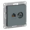 Розетка двойная комп+ТВ, RJ45+TV, кат.5E Systeme Electric AtlasDesign Грифель ATN000789 ATN000789 - 1