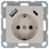 Розетка SHUKO с USB A+C с защитными шторками 16A 250V 2P+T USB 25W, цвет Тауп Jasmart G5501USB-25T G5501USB-25T - 1