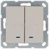 Выключатель двухклавишный со светодиодами 10A 250V с накладкой, цвет Тауп Jasmart G3023NT G3023NT - 1