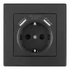 Комплект розетки с/з и шторками + USB и рамкой Arte Milano SET06-1-47-1 black SET06-1-47-1 black - 2