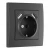 Комплект розетки с/з и шторками + USB и рамкой Arte Milano SET06-1-47-1 black SET06-1-47-1 black - 1