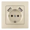 Комплект розетки с/з и шторками + USB и рамкой Arte Milano SET06-1-47-1 shampan SET06-1-47-1 shampan - 2