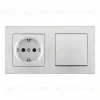 Выключатель одноклавишный с розеткой Arte Milano SET06-2-30-1-40-1 silver SET06-2-30-1-40-1 silver - 1