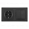 Выключатель двухклавишный с розеткой Arte Milano SET06-2-30-2-40-1 black SET06-2-30-2-40-1 black - 1