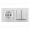 Выключатель двухклавишный с розеткой Arte Milano SET06-2-30-2-40-1 silver SET06-2-30-2-40-1 silver - 1