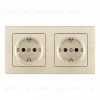 Розетка двойная (двухпостовая) с/з и шторками Arte Milano SET06-2-40-1x2 shampan SET06-2-40-1x2 shampan - 1