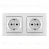Розетка двойная (двухпостовая) с/з и шторками Arte Milano SET06-2-40-1x2 silver SET06-2-40-1x2 silver - 1