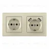 Розетка двойная (двухпостовая) с USB Arte Milano SET06-2-47-1-40-1 shampan SET06-2-47-1-40-1 shampan - 1