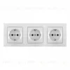 Розетка тройная (трехпостовая) с/з и шторками Arte Milano SET06-3-40-1x3 silver SET06-3-40-1x3 silver - 1