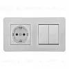 Выключатель двухклавишный с розеткой Arte Milano SET16-2-40-1-30-2 silver SET16-2-40-1-30-2 silver - 1