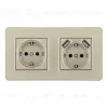 Розетка двойная (двухпостовая) с/з и шторками + USB Arte Milano SET16-2-47-1-40-1 shampan SET16-2-47-1-40-1 shampan - 1