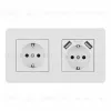 Розетка двойная (двухпостовая) с/з и шторками + USB Arte Milano SET16-2-47-1-40-1 white SET16-2-47-1-40-1 white - 1