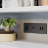 Лицевая панель Alfa (Графит мягкое касание) для компьютерной/телефонной + TV розетки RJ-45/RJ-11 Quant Ambrella Volt AP9125 AP9125 - 1