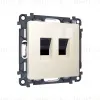 Комплект механизма компьютерной двойной розетки RJ-45 с автоматической защитной шторкой Alfa Бежевый глянец Quant Ambrella Volt MA312110 (AP3121, VM189) MA312110 - 3