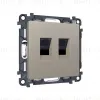 Комплект механизма компьютерной двойной розетки RJ-45 с автоматической защитной шторкой Alfa Серо-бежевый матовый Quant Ambrella Volt MA372110 (AP3721, VM189) MA372110 - 3