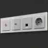 Комплект механизма компьютерной розетки RJ-45 экранированной с автоматической защитной шторкой Alfa Серебро глянец Quant Ambrella Volt MA412005 (AP4120, VM185) MA412005 - 1
