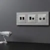 Комплект механизма компьютерной двойной розетки RJ-45 Ambrella Volt MA412110 (8P8C) CAT6 с автоматической защитной шторкой Alfa Серебро глянец Quant MA412110 - 1