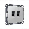 Комплект механизма компьютерной двойной розетки RJ-45 Ambrella Volt MA412110 (8P8C) CAT6 с автоматической защитной шторкой Alfa Серебро глянец Quant MA412110 - 3