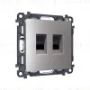 Комплект механизма компьютерной двойной розетки RJ-45 Ambrella Volt MA512110 (8P8C) CAT6 с автоматической защитной шторкой Alfa Сталь матовый Quant MA512110 - 3