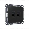 Комплект механизма компьютерной двойной розетки RJ-45 Ambrella Volt MA812110 (8P8C) CAT6 с автоматической защитной шторкой Alfa Черный матовый Quant MA812110 - 3
