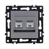Розетка двойная Ethernet RJ45 Cat.6, серый Kollinger Asthetik AS-018GY AS-018GY - 1